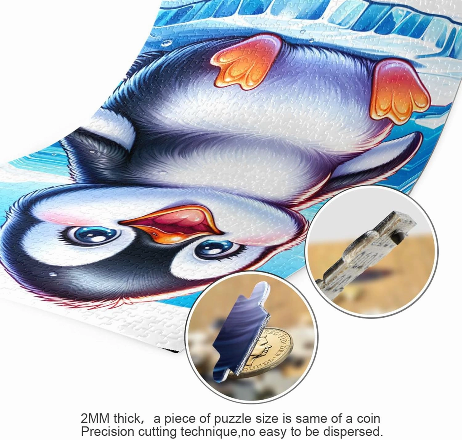 Cute Polar Penguin Print Jigsaw Puzzles 500 Pieces for Adults White Elephant Custom Fun Gag Gift Puzzle Scenery Animal Art Decor, 20.5" x 14.9"