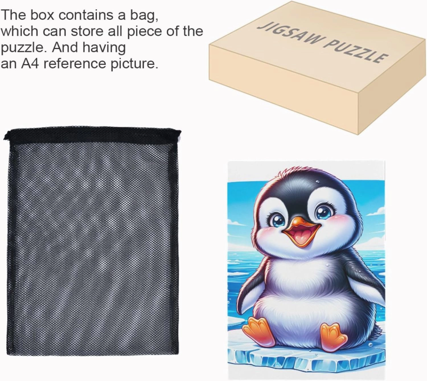 Cute Polar Penguin Print Jigsaw Puzzles 500 Pieces for Adults White Elephant Custom Fun Gag Gift Puzzle Scenery Animal Art Decor, 20.5" x 14.9"