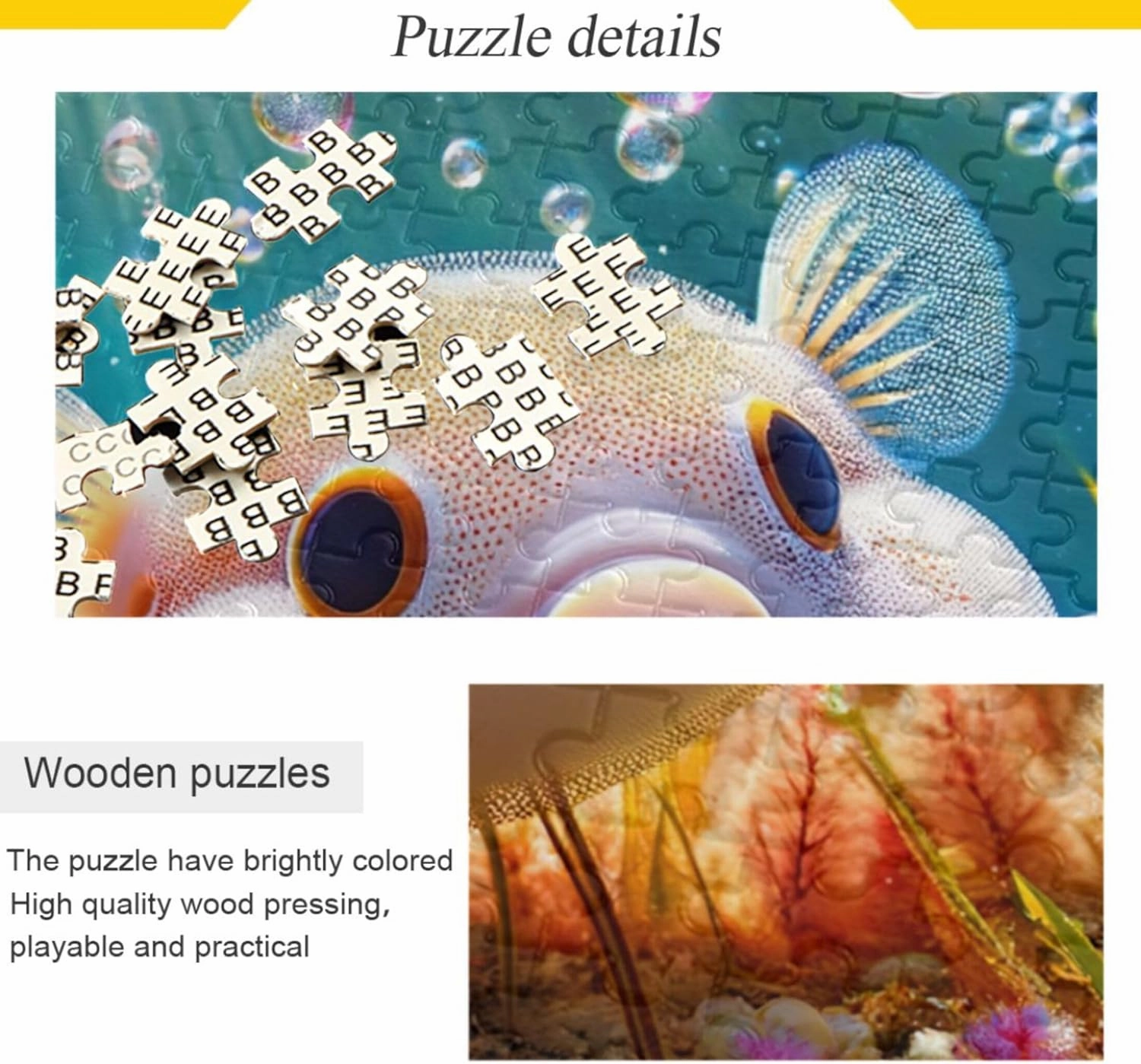 Cute Pufferfish Pig Ocean Custom Jigsaw Adult Puzzles 1000 Pieces White Elephant Gifts Funny Cool Unique Puzzles Toy Game Artwork, 29.5" x 19.7"
