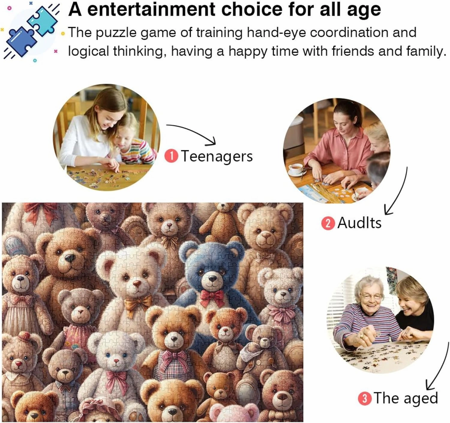 Cute Teddy Bears Adult Jigsaw Puzzles 500 Pieces Gifts for Puzzle Lovers Nature Puzzle Puzzle Toy Artwork