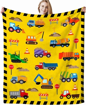 Cute Truck Construction Blanket Super Soft Flannel Throw Blankets Tractor Cars Blankets Bedding for Boys Girls Adults Gifts 60"x50"