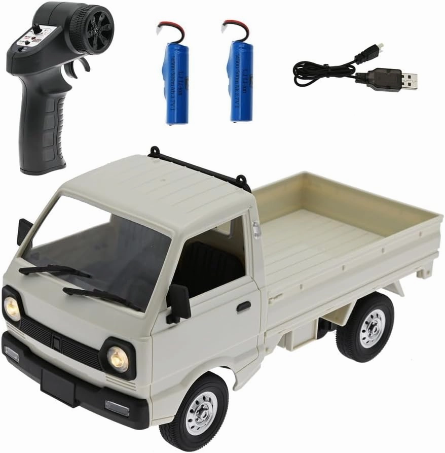 D12 1:16 Mini RC Truck, Full Proportional Remote Control Mini Pickup Model Car with LED Lights, 2.4GHz Electric Vehicle Gift for Hobbyists (2 Battery)