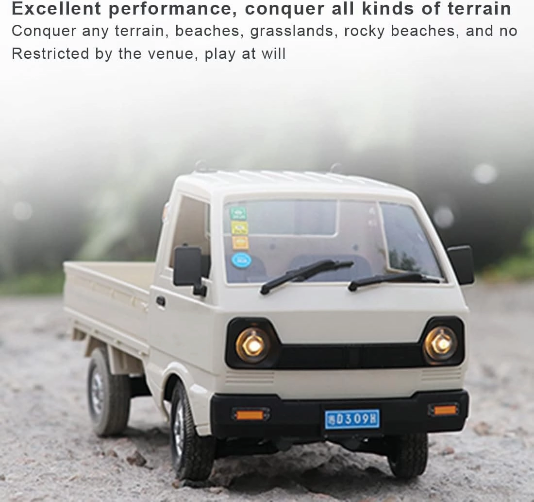 D12 1:16 Mini RC Truck, Full Proportional Remote Control Mini Pickup Model Car with LED Lights, 2.4GHz Electric Vehicle Gift for Hobbyists (2 Battery)