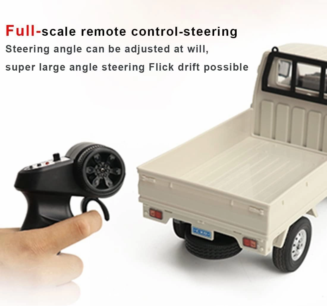 D12 1:16 Mini RC Truck, Full Proportional Remote Control Mini Pickup Model Car with LED Lights, 2.4GHz Electric Vehicle Gift for Hobbyists (2 Battery)