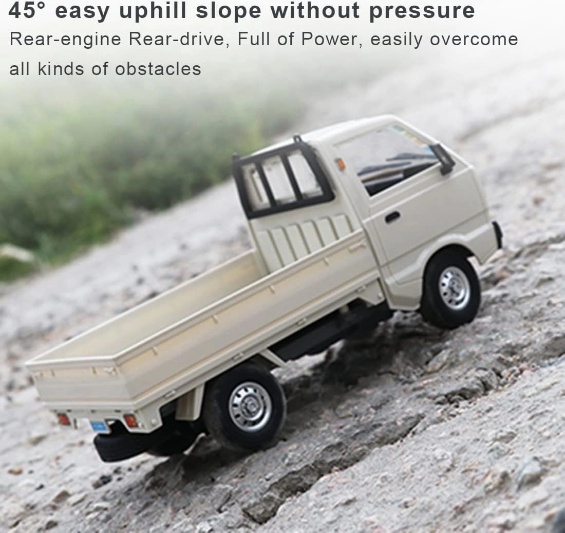 D12 1:16 Mini RC Truck, Full Proportional Remote Control Mini Pickup Model Car with LED Lights, 2.4GHz Electric Vehicle Gift for Hobbyists (2 Battery)