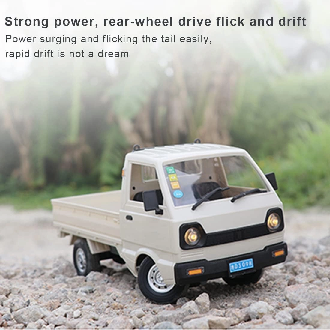 D12 1:16 Mini RC Truck, Full Proportional Remote Control Mini Pickup Model Car with LED Lights, 2.4GHz Electric Vehicle Gift for Hobbyists (2 Battery)