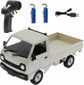 D12 1:16 Mini RC Truck, Full Proportional Remote Control Mini Pickup Model Car with LED Lights, 2.4GHz Electric Vehicle Gift for Hobbyists (2 Battery)