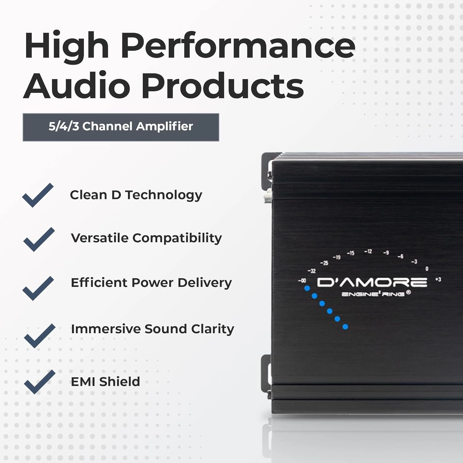 D’Amore Engineering - 5 Channel Car Audio Amplifier, 660 Watt Amp Car Audio with 2 Ohms Stable, Clean D Amplifier Technology & MOSFET Power Supply (E660.5)