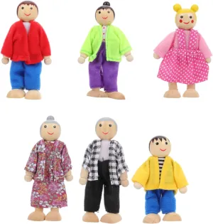 DECHOUS 6PCS Wooden Doll Miniature Action Figures for Home Decoration Safe Dolls for Imaginative Play Collectibles