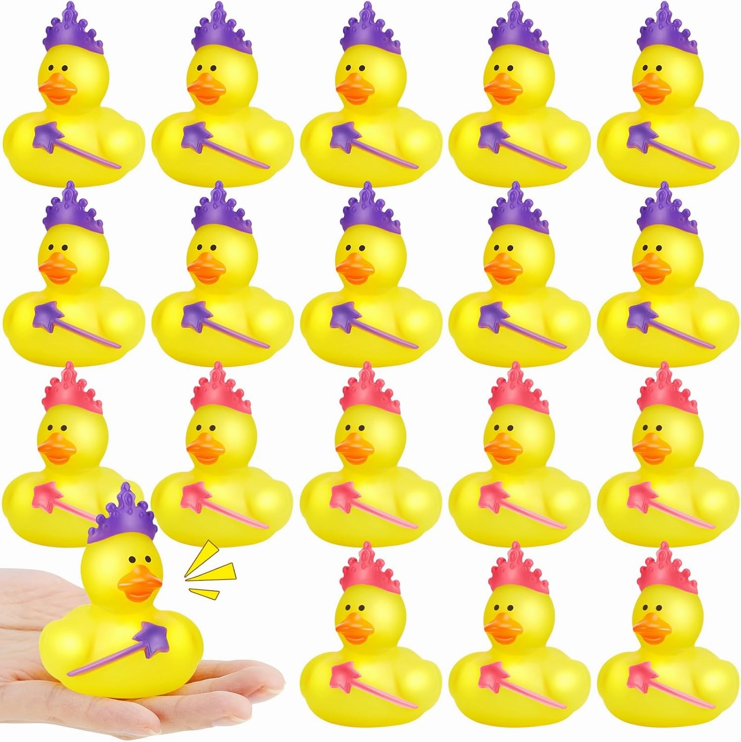 DEEKIN 50 Pcs 2" Princess Rubber Ducks Pink and Purple Cool Rubber Ducky Bulk Assorted Themed Cute Princess Bath Toys for Party Bath Tub Pool Favors Dashboard Decoration Christmas Birthday Gift