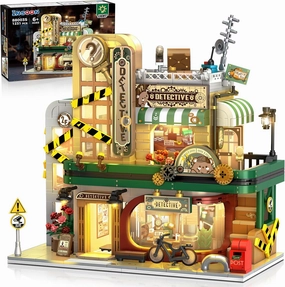 Detective Agency Building Set with LED Light, 1231PCS Detective House Building Block Toy with Clue Wall, Office Construction Model for Easter Mother's Day for Adults Teens Kids Boys Girls 6-12 
