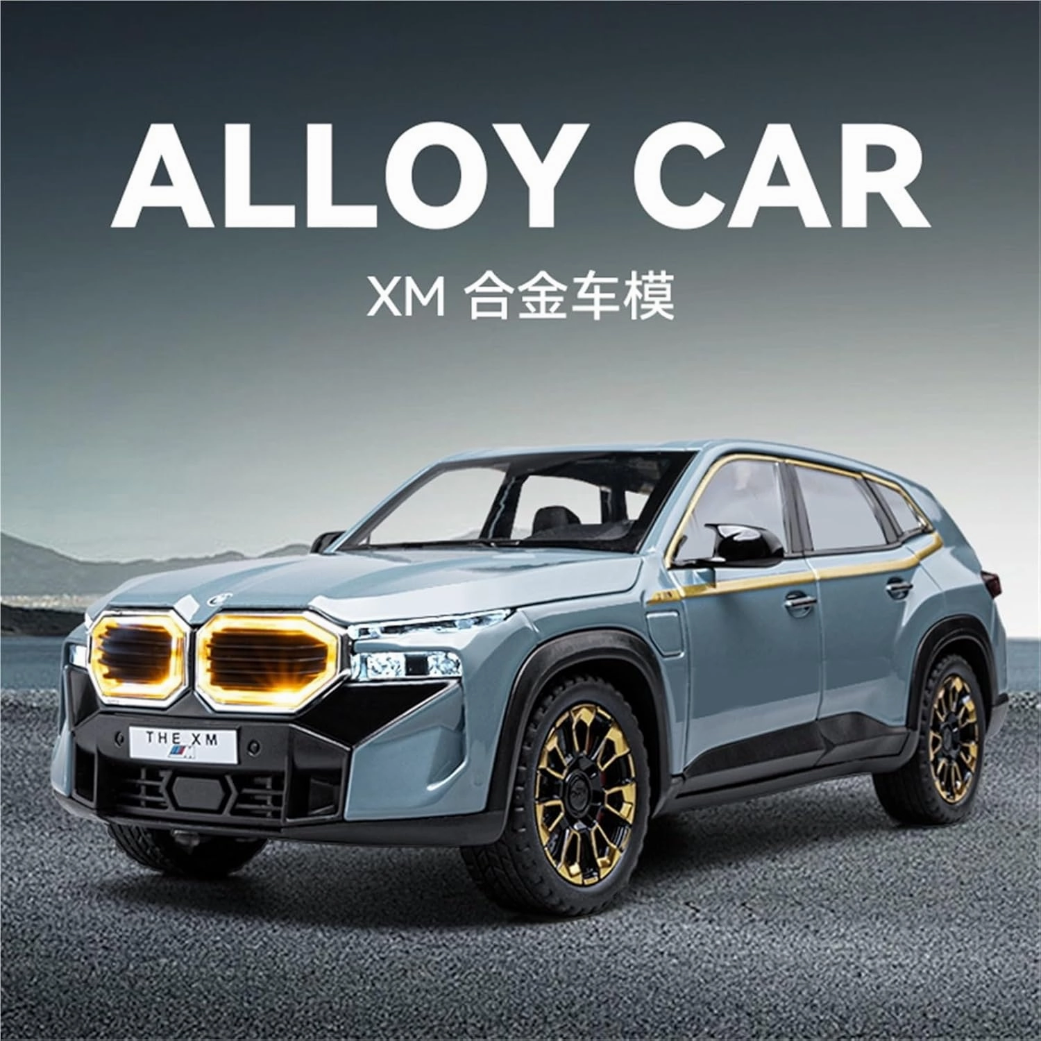 Die Casting 1:24 for BMW XM X5 SUV Series Alloy Simulation Car Model Sound and Light Pull-Back Miniature Model Collection Ornaments Presents(XM Black)