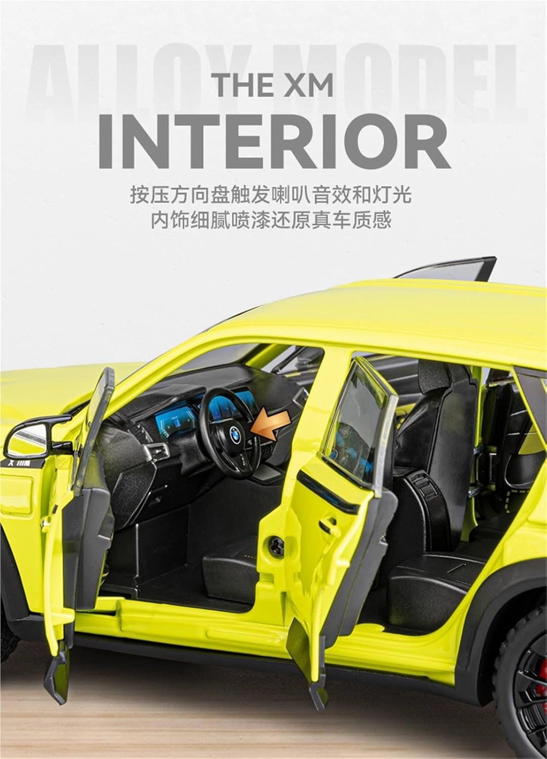 Die Casting 1:24 for BMW XM X5 SUV Series Alloy Simulation Car Model Sound and Light Pull-Back Miniature Model Collection Ornaments Presents(XM Black)