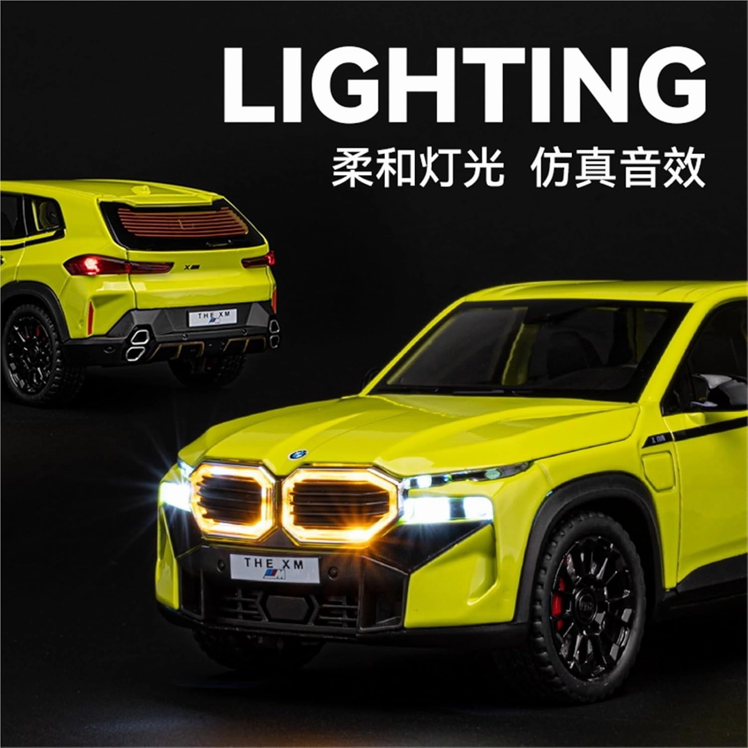 Die Casting 1:24 for BMW XM X5 SUV Series Alloy Simulation Car Model Sound and Light Pull-Back Miniature Model Collection Ornaments Presents(XM Black)