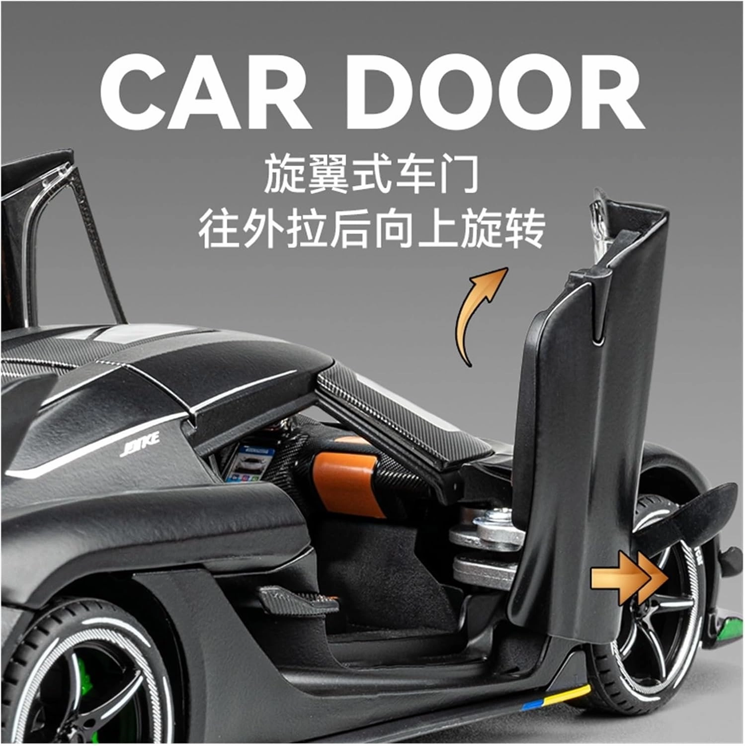 Die Casting 1:24 for Koenigsegg Jesko ONE 1 Alloy Supercar Model Simulation Sound and Light Pull-Back Car Model Collection Display Presents(Jesko White)