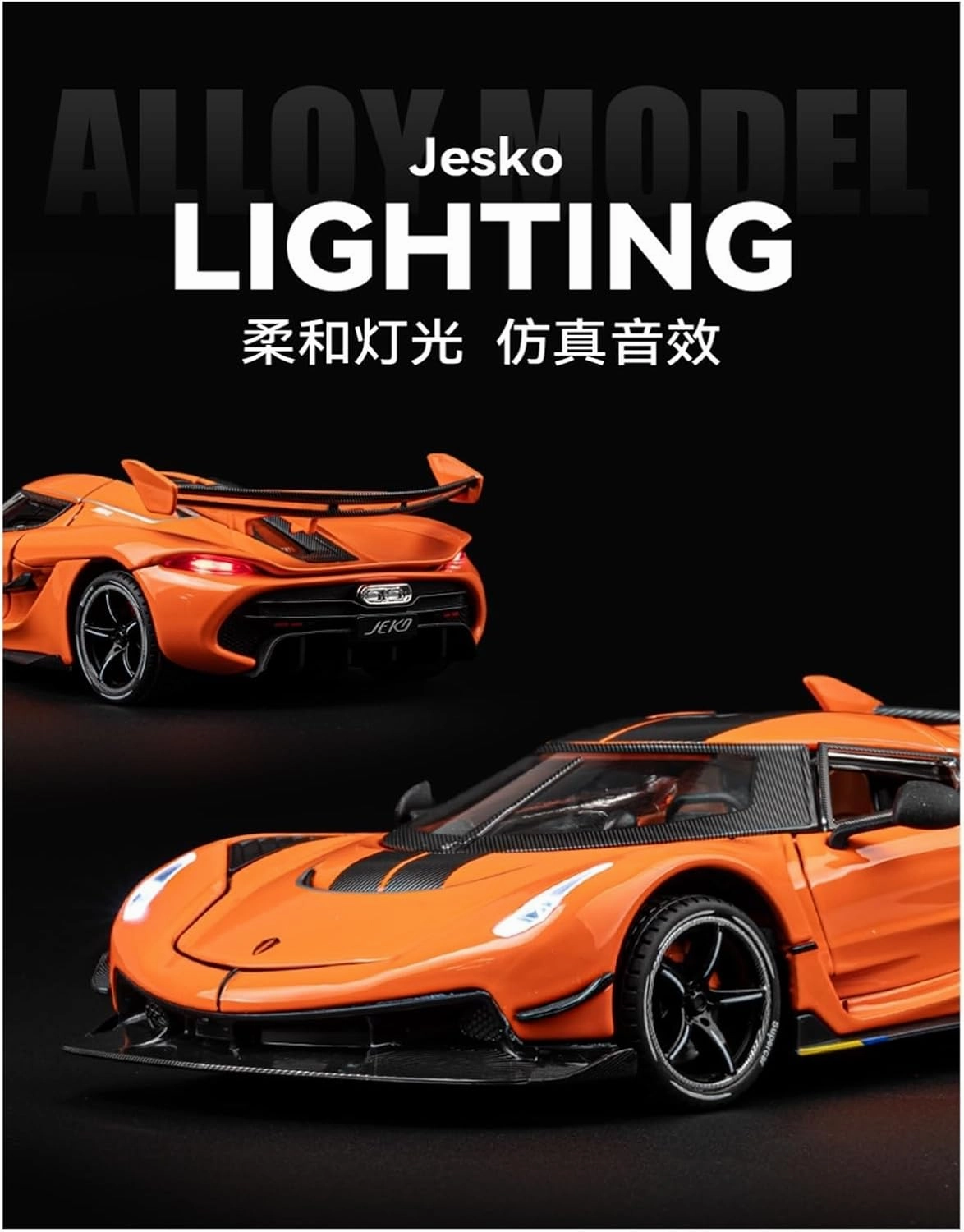 Die Casting 1:24 for Koenigsegg Jesko ONE 1 Alloy Supercar Model Simulation Sound and Light Pull-Back Car Model Collection Display Presents(Jesko White)