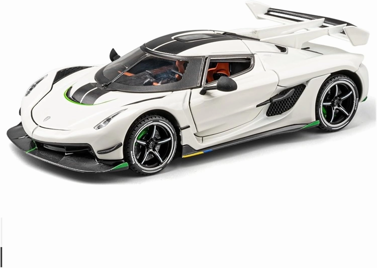 Die Casting 1:24 for Koenigsegg Jesko ONE 1 Alloy Supercar Model Simulation Sound and Light Pull-Back Car Model Collection Display Presents(Jesko White)
