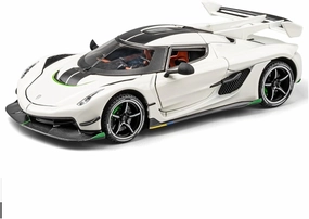 Die Casting 1:24 for Koenigsegg Jesko ONE 1 Alloy Supercar Model Simulation Sound and Light Pull-Back Car Model Collection Display Presents(Jesko White)