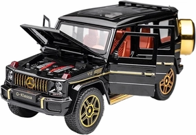 Die Casting 1:24 for Mercedes-Benz G63 SUV 6 * 6 Alloy Simulation Car Model Sound and Light Pull-Back Miniature Model Collection Presents(G63 Bright Black)