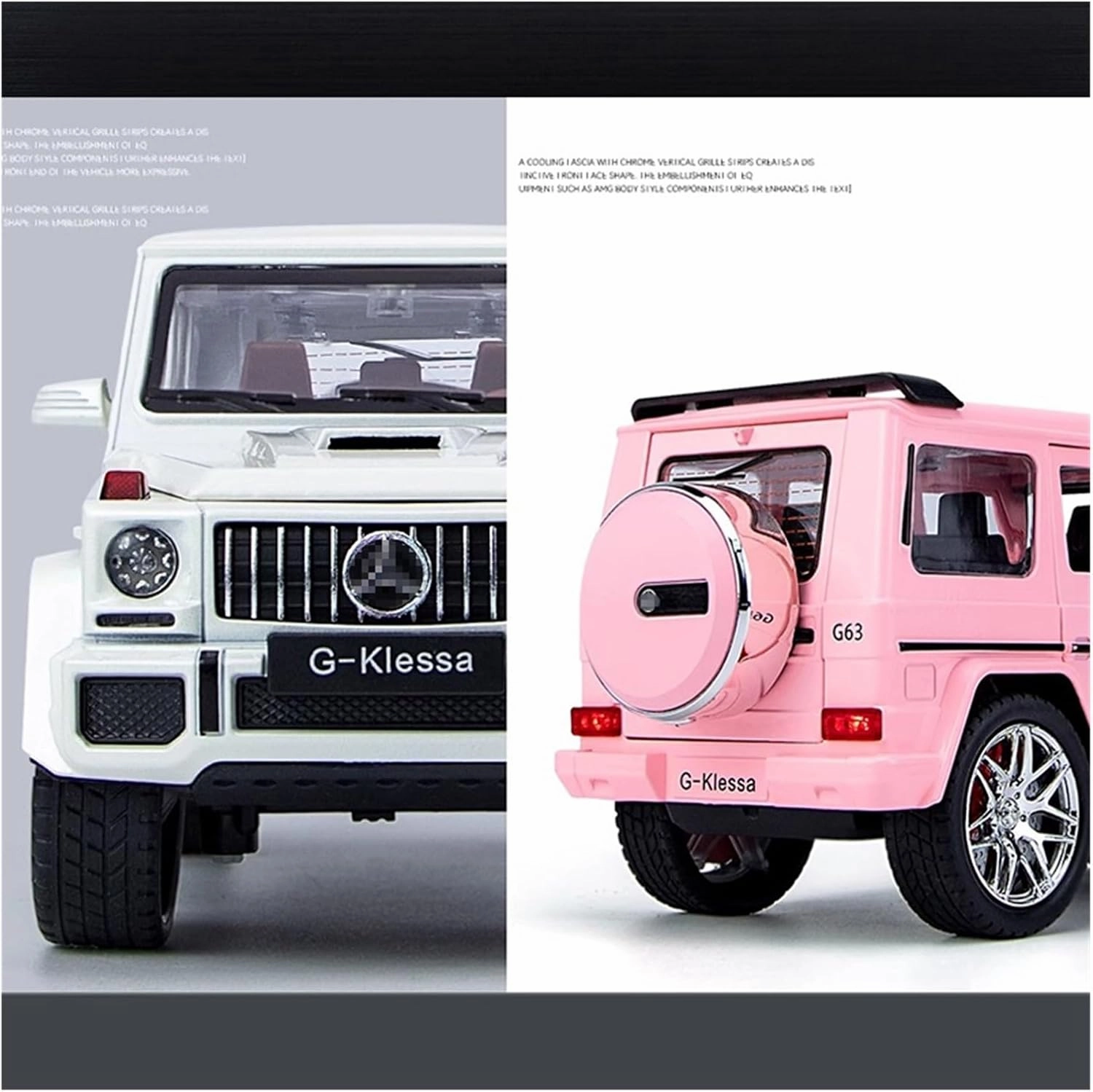 Die Casting 1:24 for Mercedes-Benz G63 SUV 6 * 6 Alloy Simulation Car Model Sound and Light Pull-Back Miniature Model Collection Presents(G63 Bright Black)