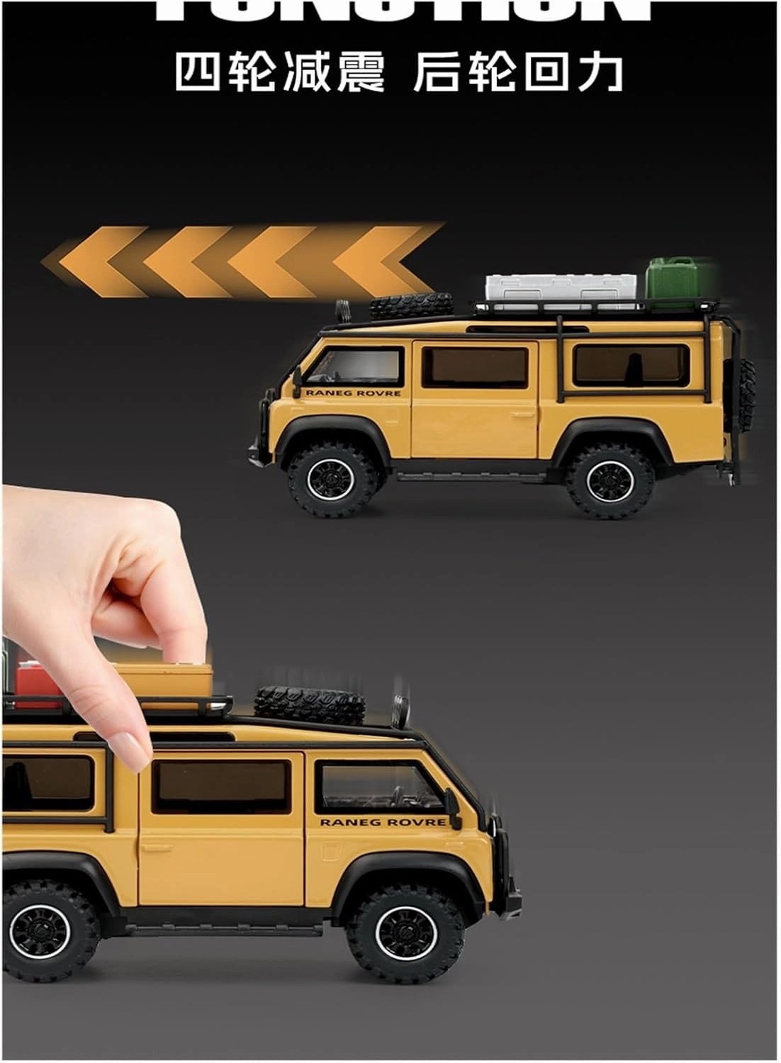 Die Casting 1:32 for Land Rover Defender Van Outdoor Camper Simulation Alloy Car Model Miniature Sound and Light Pull-Back Model Vehicle Presents(T. Rex Black)