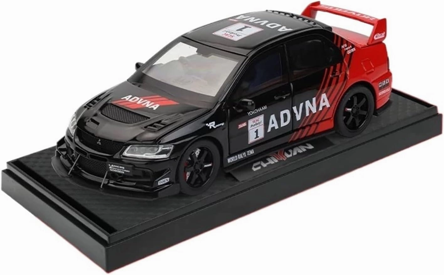 Die Casting 1:32 for Mitsubishi EVO 3th Alloy Car Model Simulation Sound and Light Miniature Vehicle Model Ornaments Collection Series Presents(Black-red)