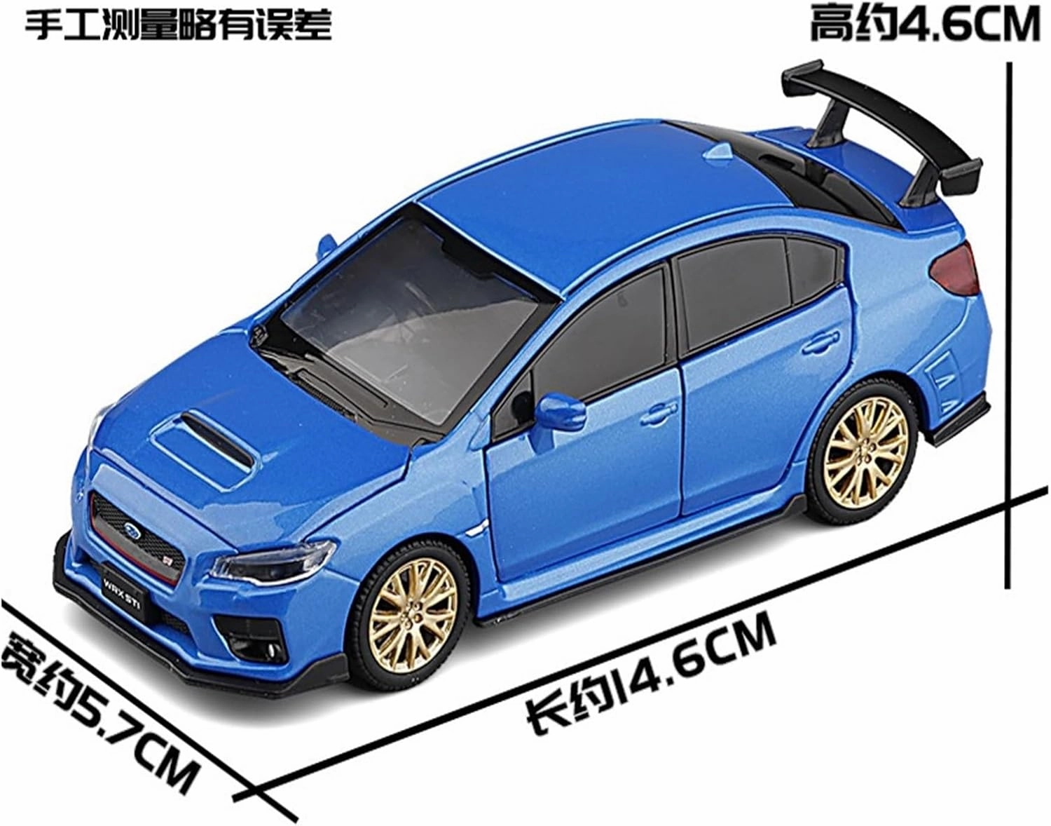 Die Casting 1:32 for Subaru STI Sound and Light Alloy Car Simulation Realistic Shock Absorption Steering Vehicle Model Ornaments Presents(Yellow)