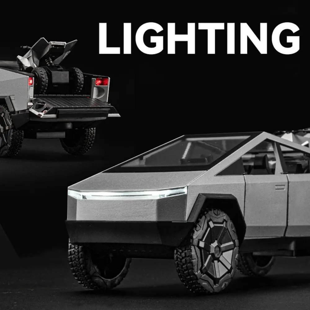 Diecast Pickup Trailer RV Model Truck Toy with Motorcycle,1:32 Simulation Casting car Model Off-Road Pull Back Vehicles with Lights and Sound for Boys Girls Children Birthday Gift