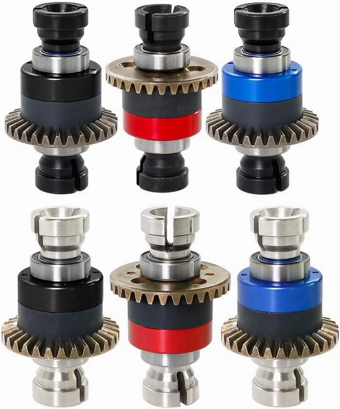 Differential Parts for ARRMA Granite 1/18, Typhon 1/18, Mini Mojave 1/14 RC - Universal Metal Spare Parts (Front, Rear) - Silver & Red