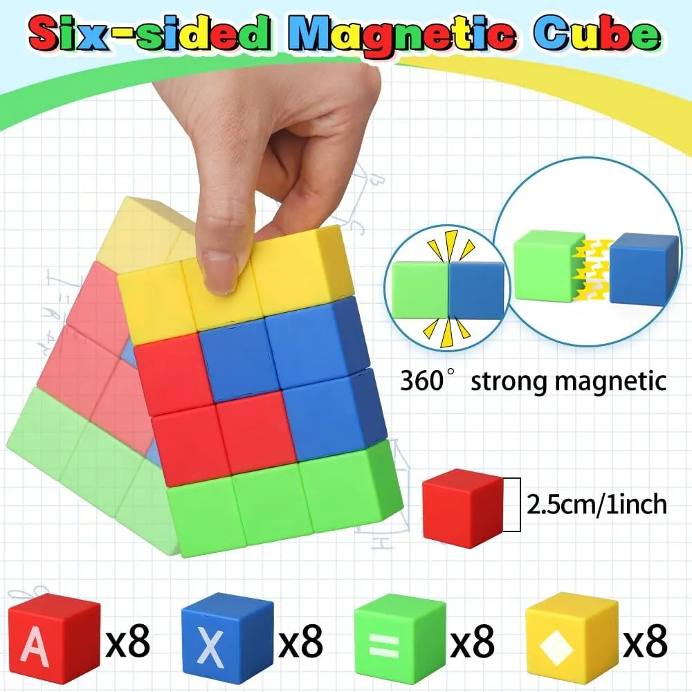 Dilabnba 32PCS Magnetic Building Blocks for Kids Ages 3-5 4-8, 3D Magnet Cube Montessori Toy, Sensory Preschool Creative STEM Montessori Toy