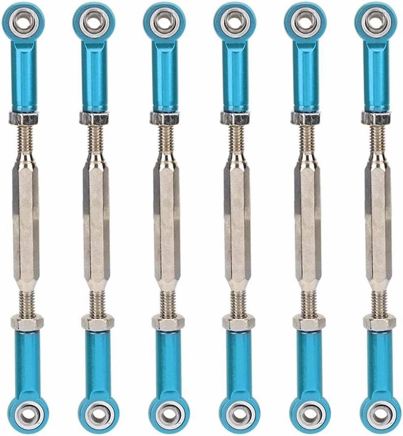 Dilwe RC Car Push Rod,1/10 RC Car Aluminum Alloy Turnbuckle Rod Linkage with Adjustable Length, 88-104mm(Blue) Car Model Accessory