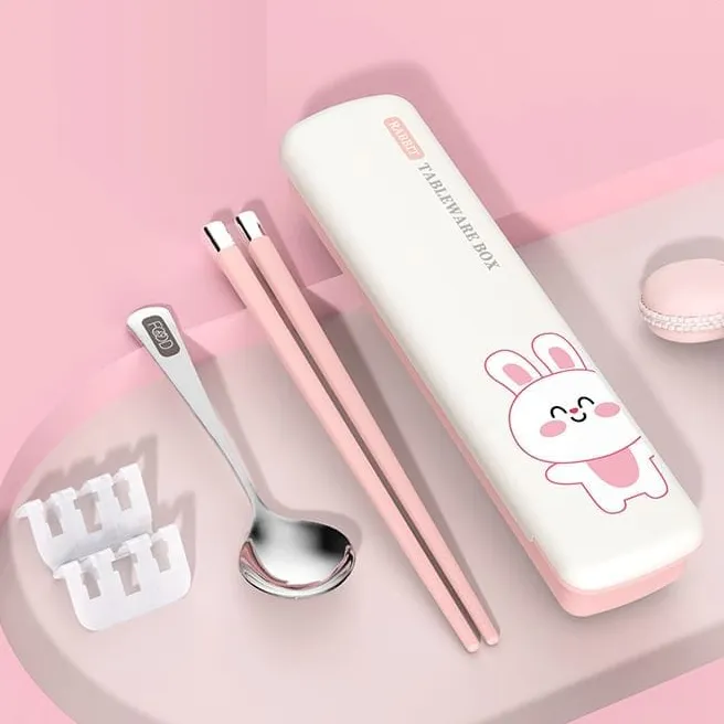 Dino & Bunny Stainless Steel Cutlery Set – Spoon & Chopsticks