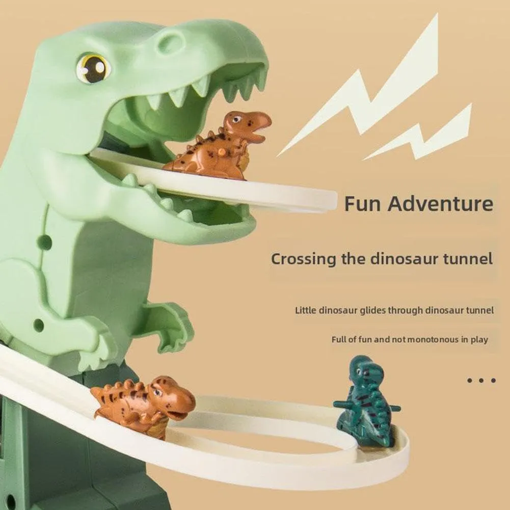 Dinosaur Climbing Slide Music Toy, Electric Dinosaur Roller Coaster with Lights and Music, Educational Puzzle Playset Gift