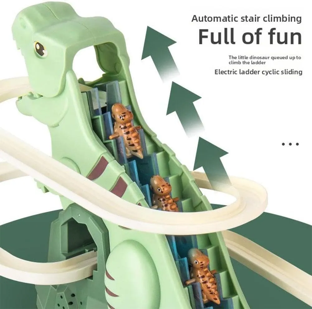 Dinosaur Climbing Slide Music Toy, Electric Dinosaur Roller Coaster with Lights and Music, Educational Puzzle Playset Gift