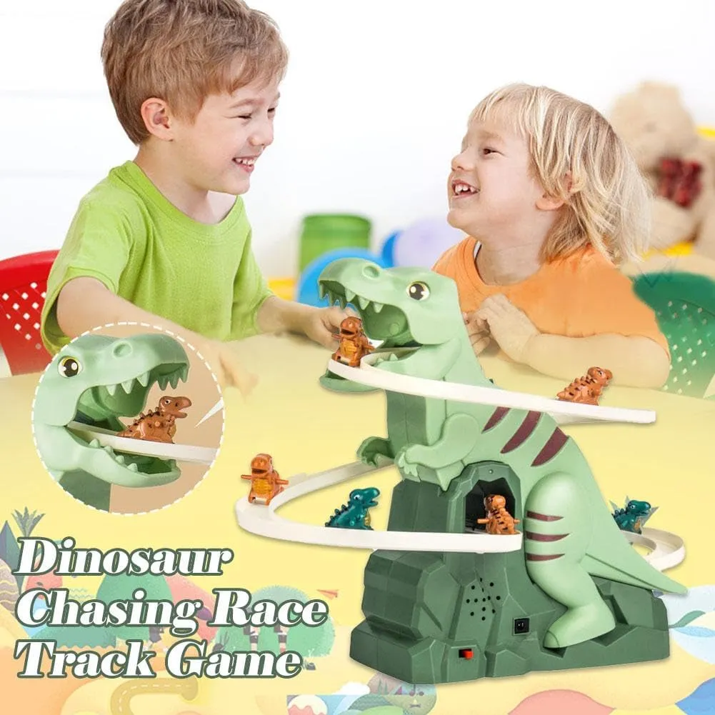Dinosaur Climbing Slide Music Toy, Electric Dinosaur Roller Coaster with Lights and Music, Educational Puzzle Playset Gift