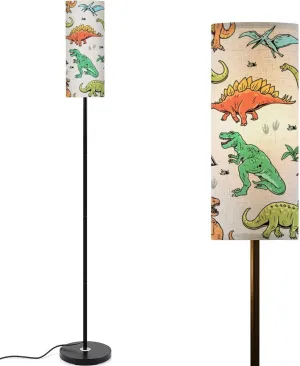 Dinosaur Seamless Pattern Hand Drawn Dinosaurs View Pattern Modern Floor Lamp Minimalist Standing Lamps for Living Room LED Corner Lamp Remote Control Metal Pole Lamp for Bedroom, Reading