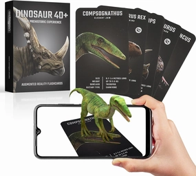 Dinosaur 4D  Augmented Reality Cards – 20 3D Dinosaurs with Free App, Educational Gift for Kids Ages 5 , Ideal for Classrooms, Homeschooling, STEM Learning and Easy to Use on Phones or Tablets