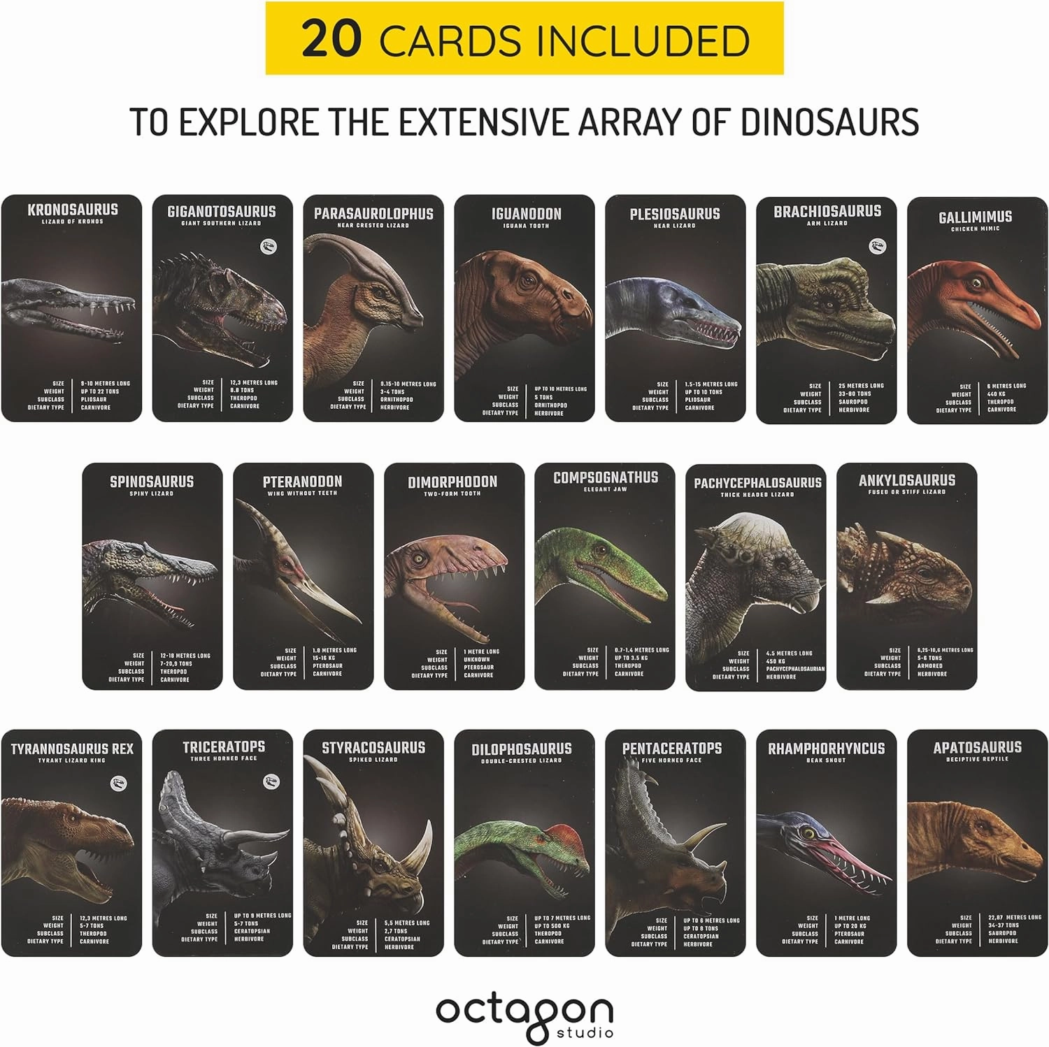 Dinosaur 4D  Augmented Reality Cards – 20 3D Dinosaurs with Free App, Educational Gift for Kids Ages 5 , Ideal for Classrooms, Homeschooling, STEM Learning and Easy to Use on Phones or Tablets