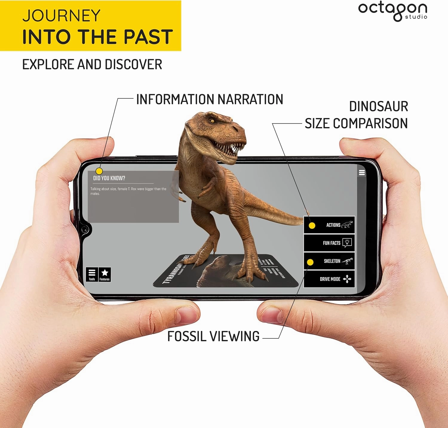 Dinosaur 4D  Augmented Reality Cards – 20 3D Dinosaurs with Free App, Educational Gift for Kids Ages 5 , Ideal for Classrooms, Homeschooling, STEM Learning and Easy to Use on Phones or Tablets