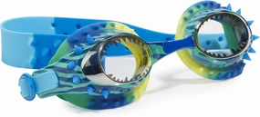 Dinosaur Swimming Goggles For Kids by Bling2O - Anti Fog, No Leak, Non Slip and UV Protection - DinoMite Blue Fun Water Accessory Includes Hard Case