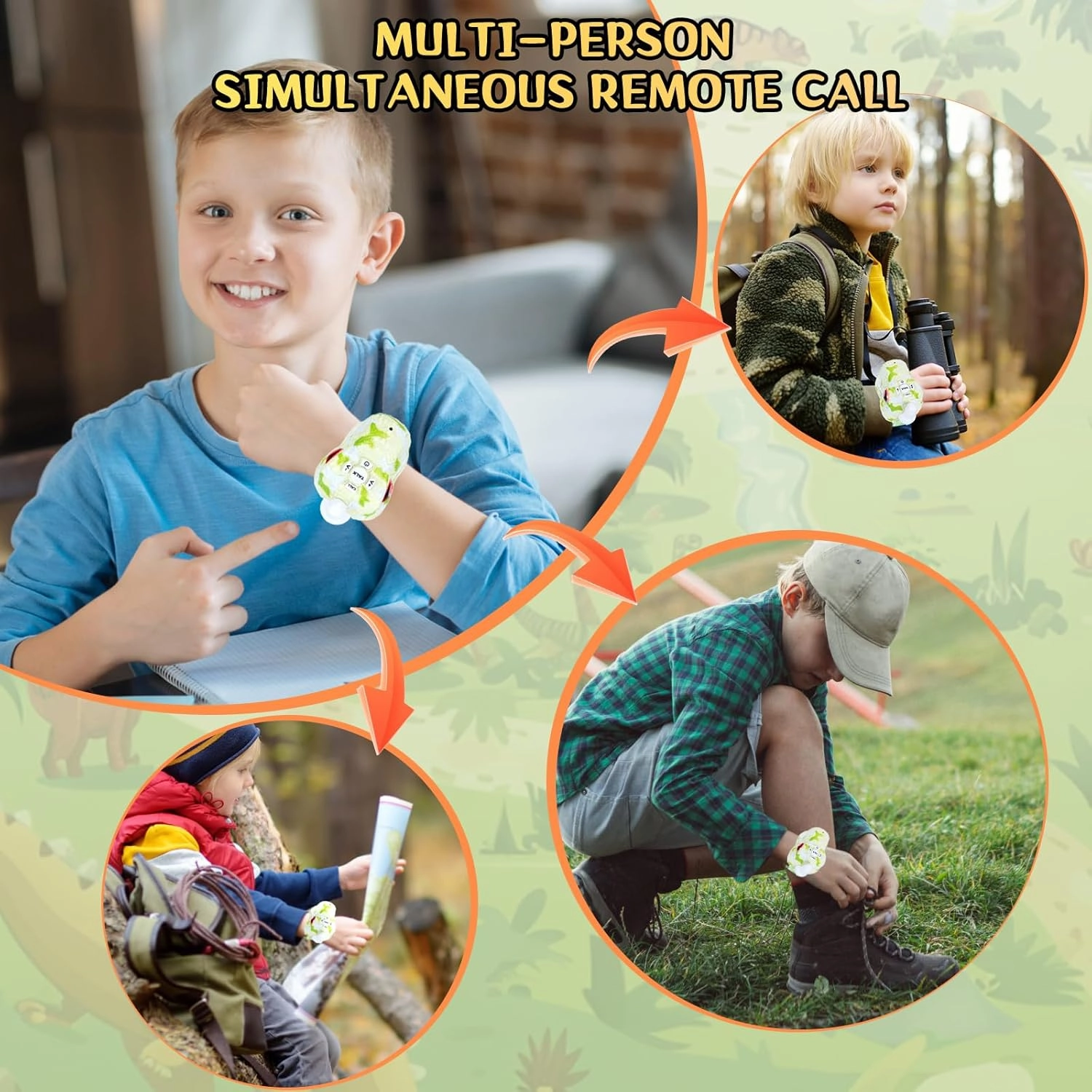 Dinosaur Walkie Talkies for Kids, Kids Toys for Boys Girls Aged 3 to 8 Years Old for Outdoor Adventure, Camping, Halloween, Christmas, Birthday Gifts (Green, 3280 FT Talk Range, 2 Pack)