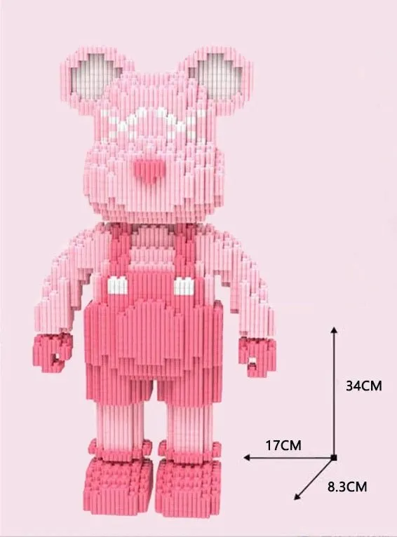 DIY Mini Cartoon Building Block Bearbrick Model – Light-Up Building Block Toy for Kids, Perfect Christmas & Birthday Gift