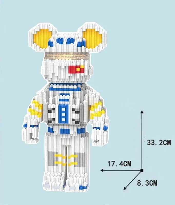 DIY Mini Cartoon Building Block Bearbrick Model – Light-Up Building Block Toy for Kids, Perfect Christmas & Birthday Gift