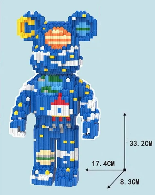 DIY Mini Cartoon Building Block Bearbrick Model – Light-Up Building Block Toy for Kids, Perfect Christmas & Birthday Gift