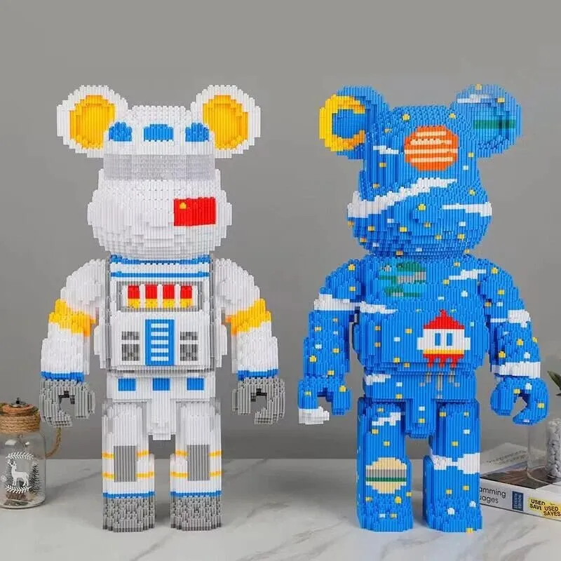 DIY Mini Cartoon Building Block Bearbrick Model – Light-Up Building Block Toy for Kids, Perfect Christmas & Birthday Gift