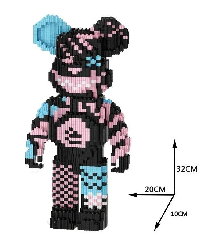DIY Mini Cartoon Building Block Bearbrick Model – Light-Up Building Block Toy for Kids, Perfect Christmas & Birthday Gift