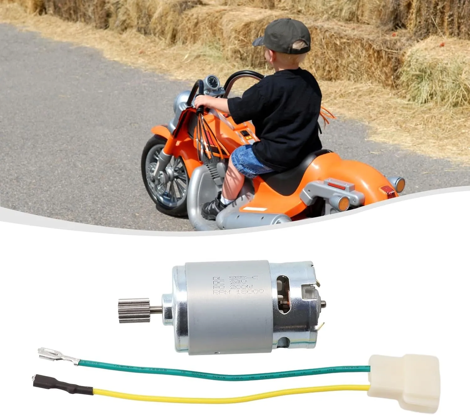 DL 555-C 24V High Speed Motor for Kids' Electric Ride-On Cars, Replacement Motor and Gearbox Accessories for Children's Electric Vehicles(555 24V 18000 10T)
