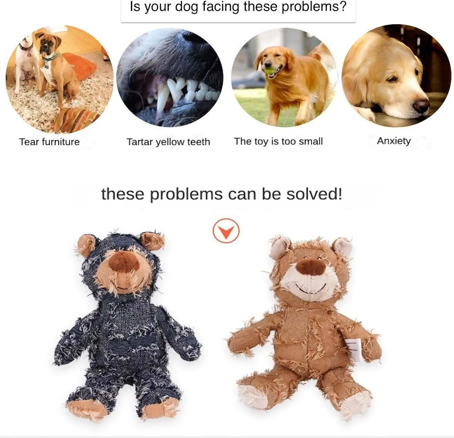 Dog Companion for Heavy Chewers- Indestructible Robust Bear Dog Toy, Resistant Squeaky Dog Toys for Heavy Chewers, Unbreakable Stuffed Plush Dog Toys for Aggressive Chewers (F-Oak Purple)