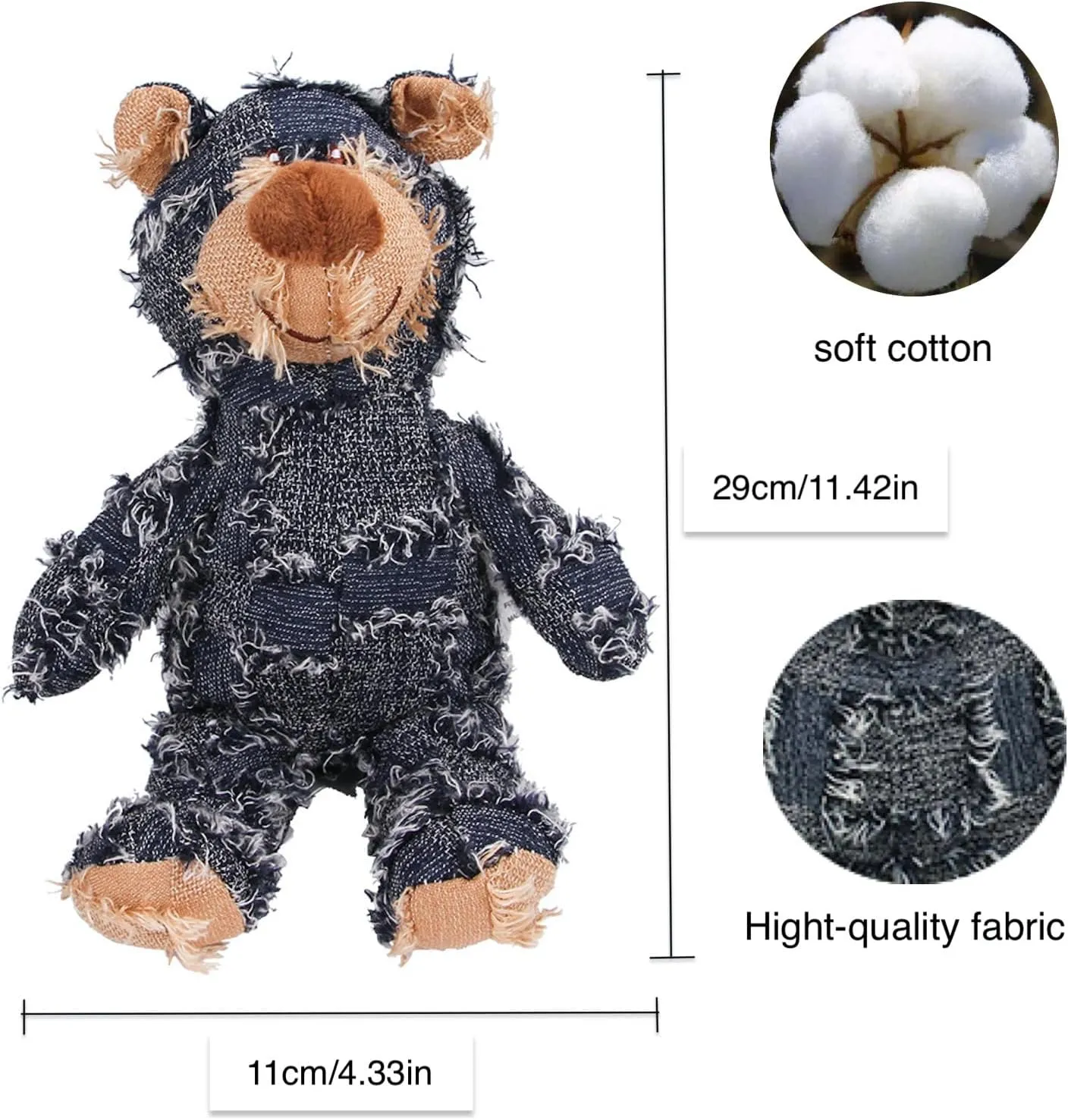 Dog Companion for Heavy Chewers- Indestructible Robust Bear Dog Toy, Resistant Squeaky Dog Toys for Heavy Chewers, Unbreakable Stuffed Plush Dog Toys for Aggressive Chewers (F-Oak Purple)