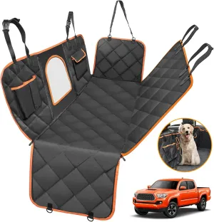 Dog Seat Cover for Tundra/Tacoma/Silverado/Nissan Frontier, 4-in-1 600D Scratchproof Pet Seat Cover Waterproof Dog Hammock Backseat Protection for Trucks (X-Large (60" W x 64" L))
